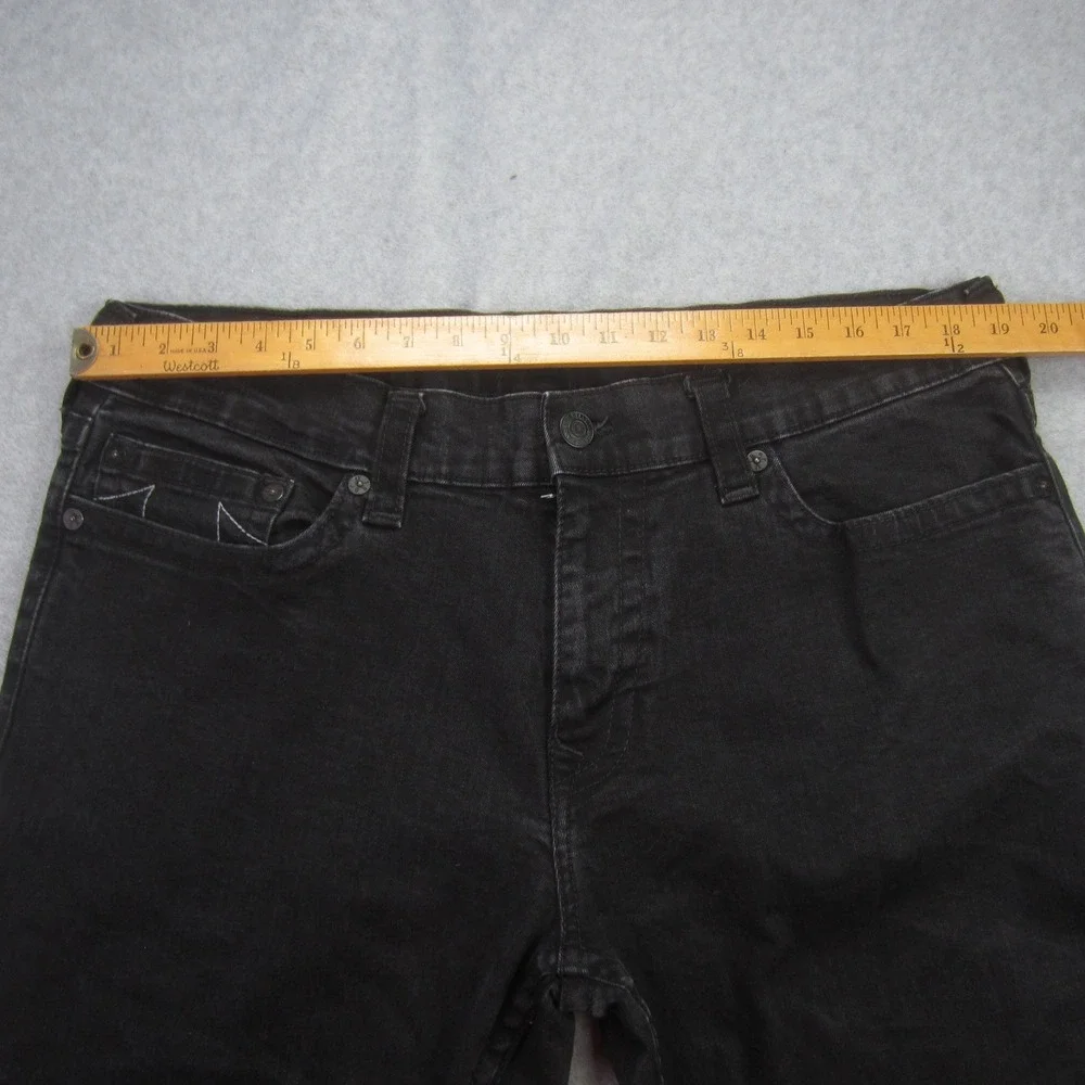 True Religion Jeans Mens 38x33 Black Geno‎ No Flap Relaxed Slim Horseshoe